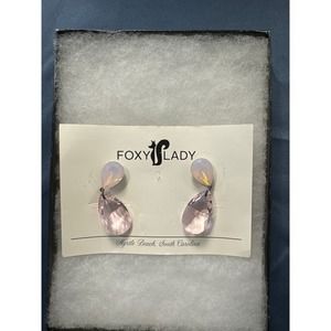 Pink crystal drop‎ pierced earrings, never worn NIB